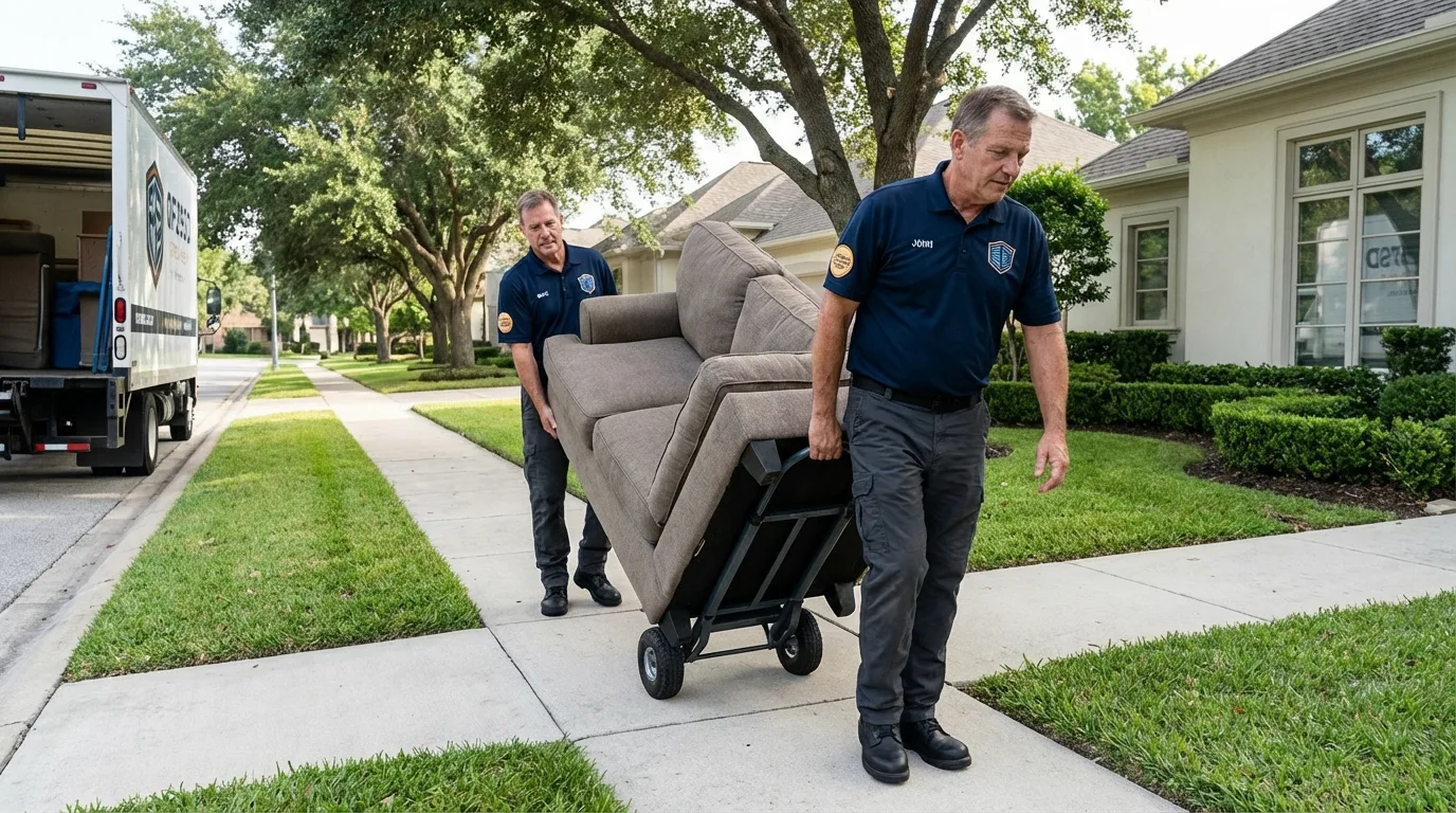 Local residential moving crew loading furniture in Flowery Branch, GA